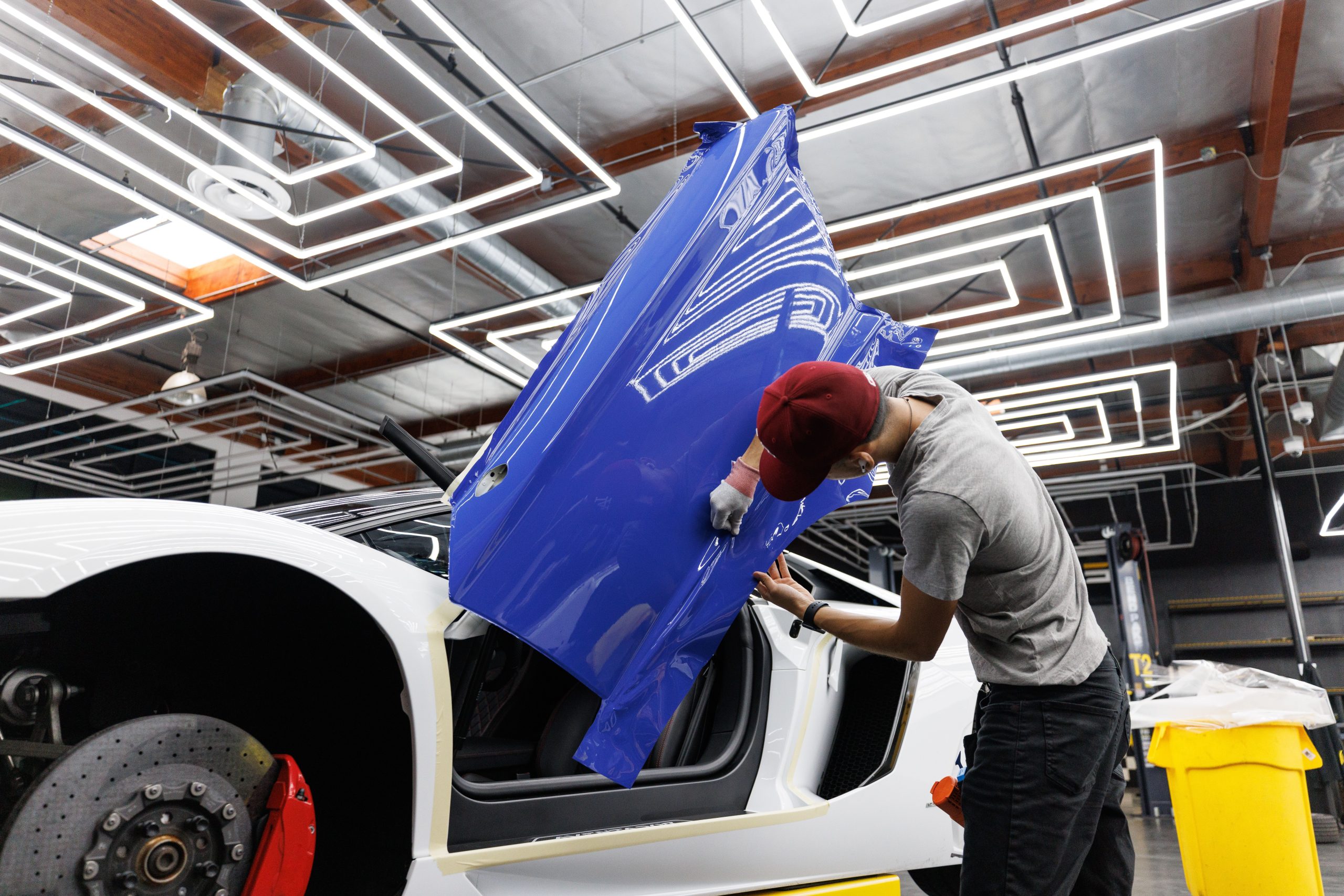 Mécanicien applique covering bleu portière auto